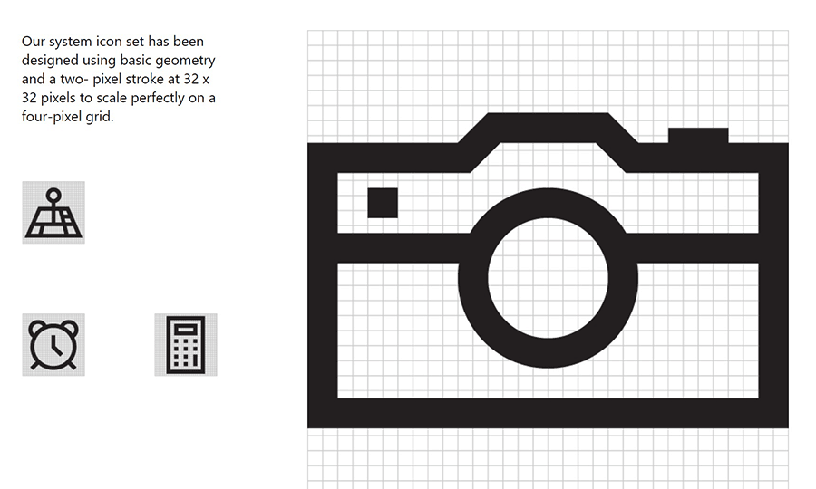 Ikona aparatu wykonana dla microsoftu. Przykład zastosowania siatki.