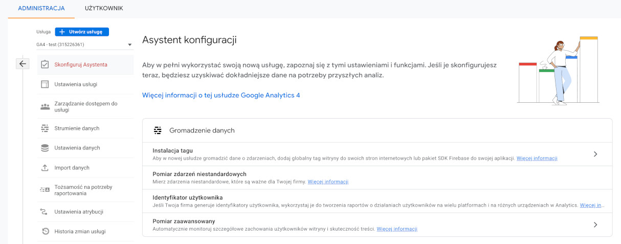asystent konfiguracji google analytics 4