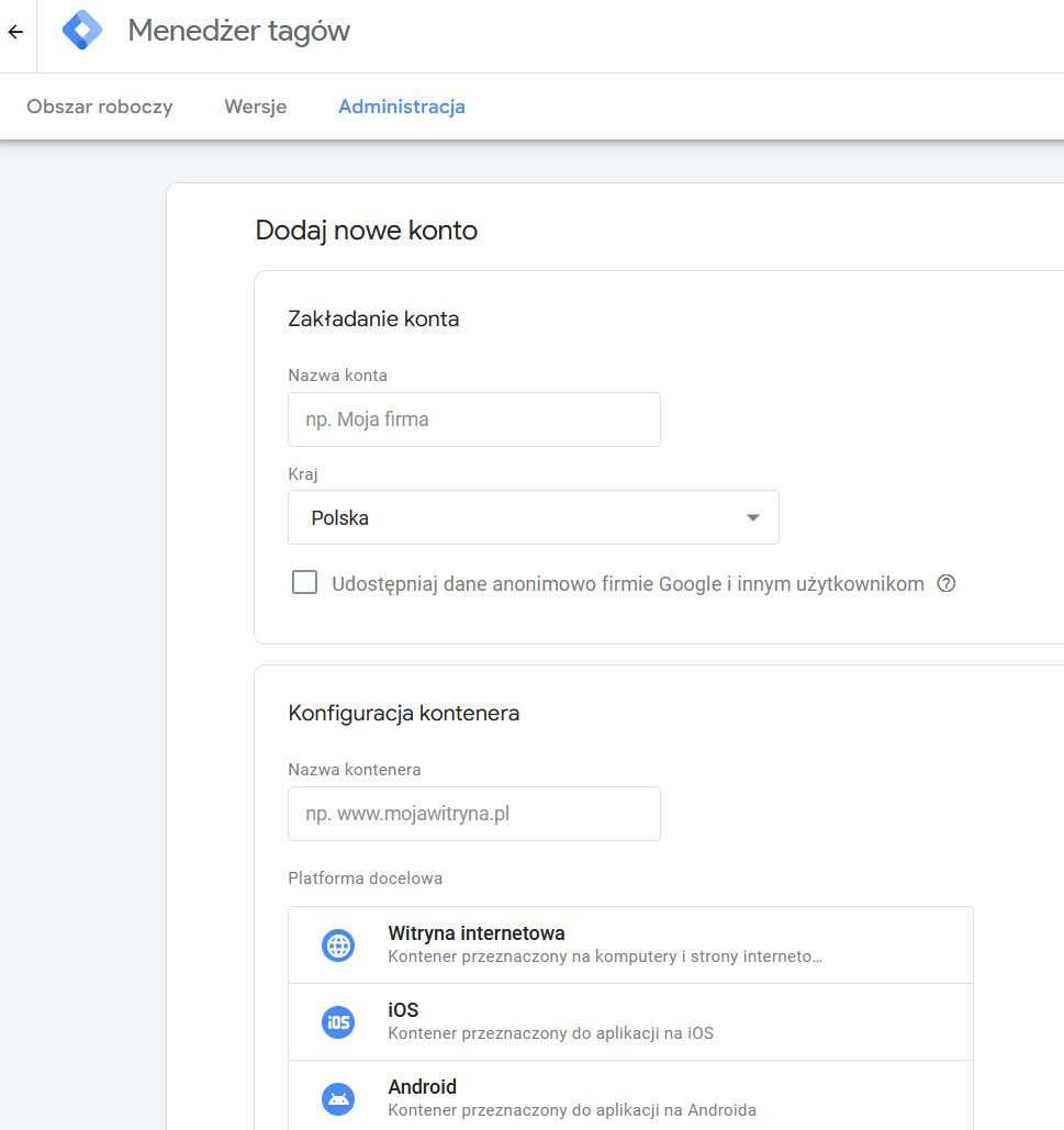 Google Tag Manager Panel